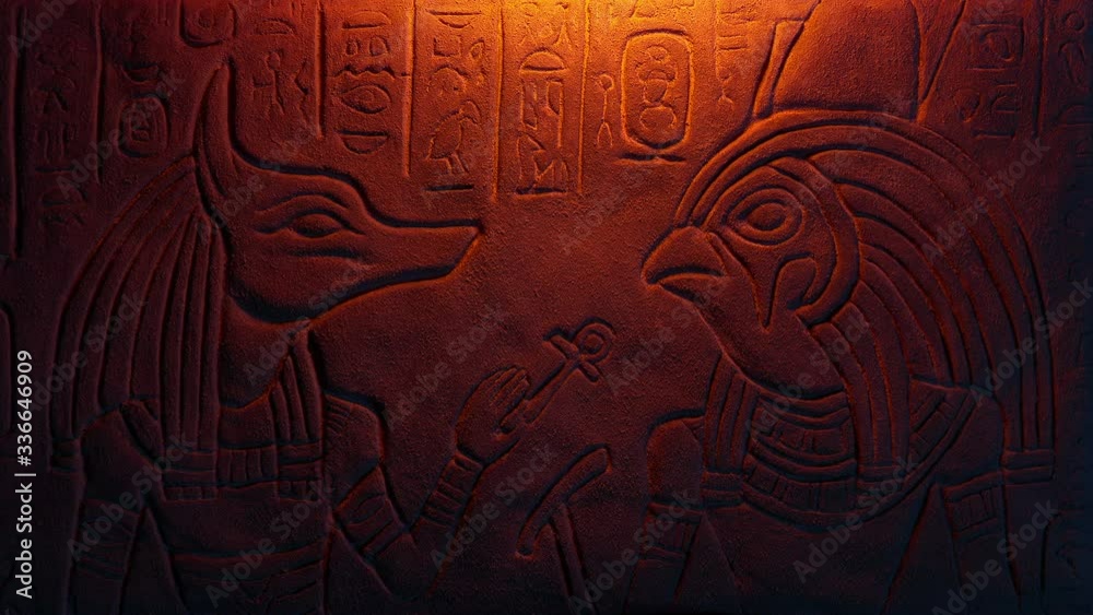 Egyptian Gods Wall Carving Revealed Stock Video Adobe Stock