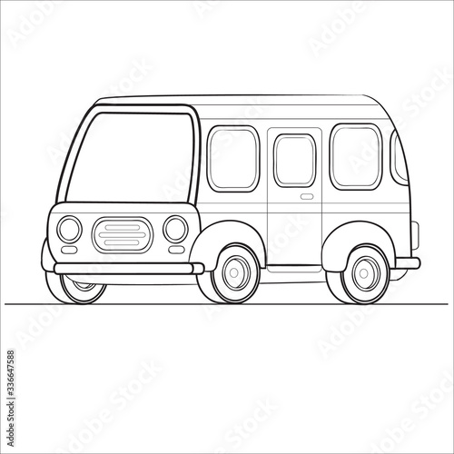 bus outline, coloring, isolated object on a white background, vector illustration,