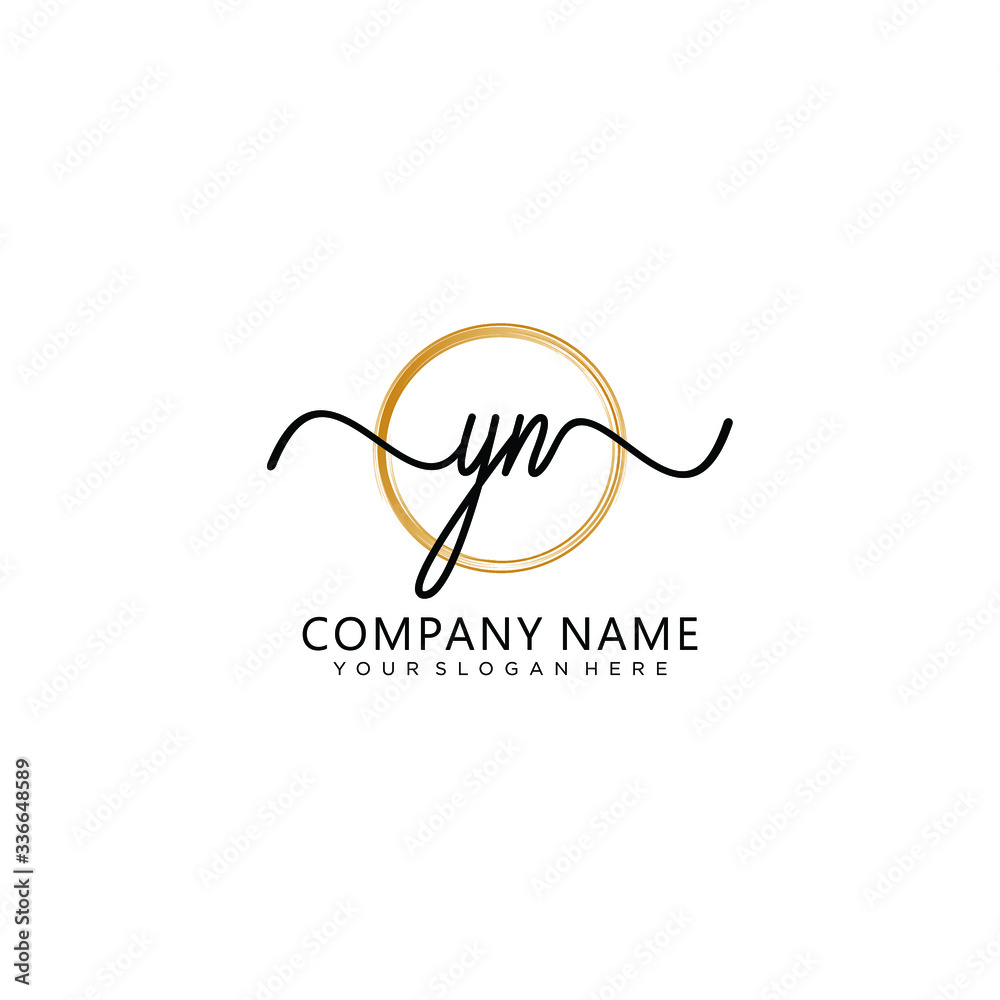 YN initial Handwriting logo vector template