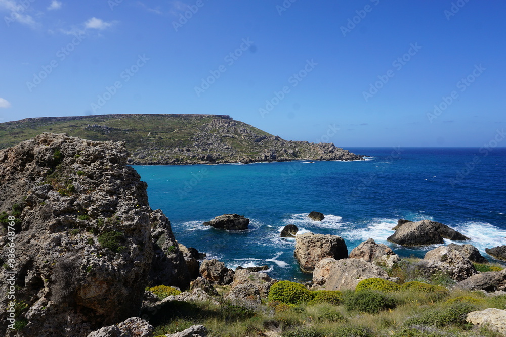 Ghajn Tuffieha/ Riviera Bay - amazing walking path from famous maltese Golden Bay to Gnejna Bay through rocky peninsula with breathtaking views.