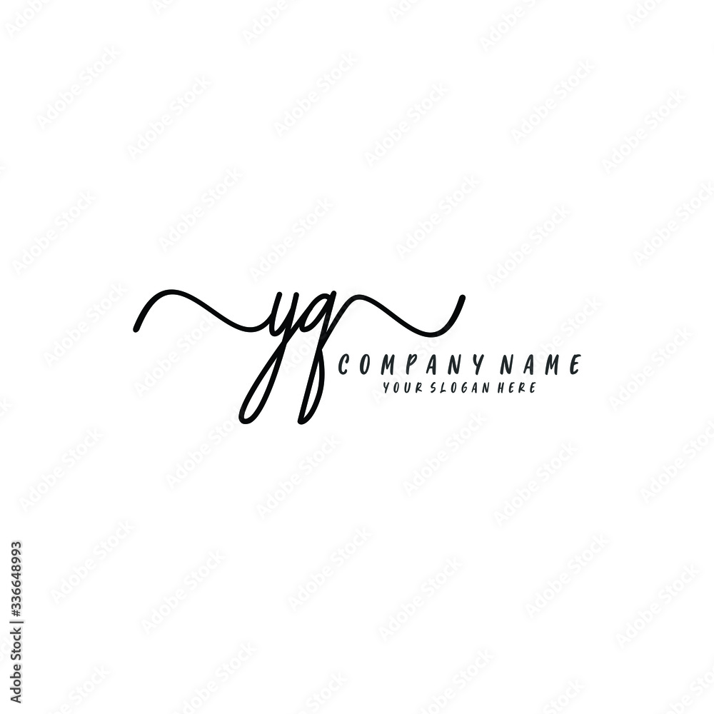 YQ initial Handwriting logo vector template