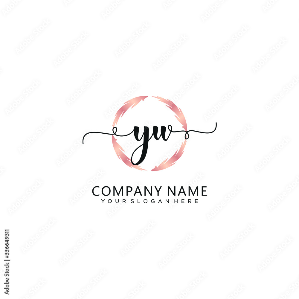 YU initial Handwriting logo vector template