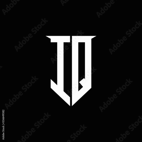 IQ logo monogram with emblem shield style design template