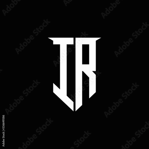 IR logo monogram with emblem shield style design template