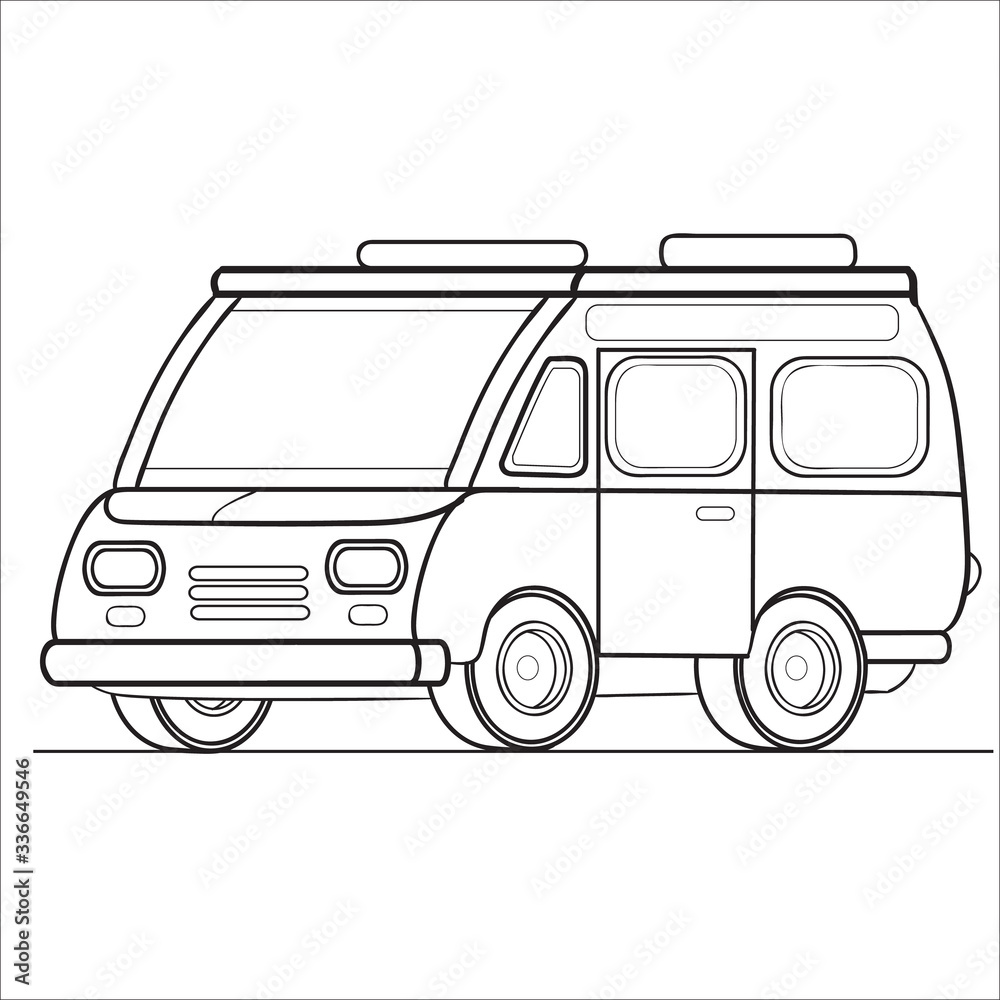 special transport contour, coloring, isolated object on a white background, vector illustration,