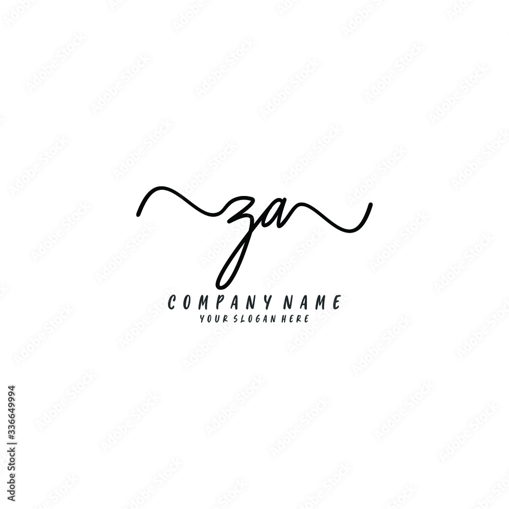 ZA initial Handwriting logo vector template ZA initial Handwriting logo vector template