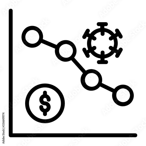 Coronavirus hits the market, Shares fall down. Coronavirus impacting the business and finance. world investment price fall down vector icon design