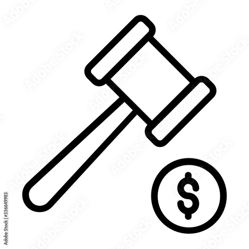 Legal concept of bankcruptcy law concept vector icon design, Bank loan defaulter and financial crisis symbol on white background