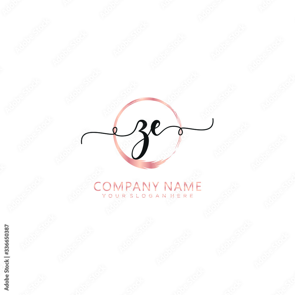ZE initial Handwriting logo vector template