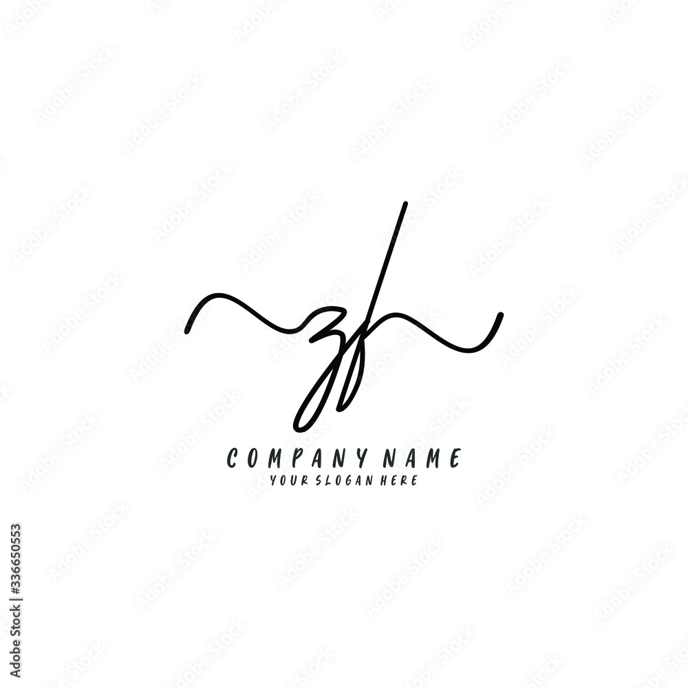 ZF initial Handwriting logo vector template ZF initial Handwriting logo vector template