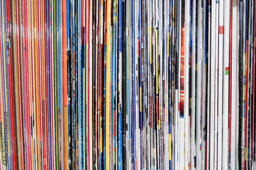 Colorful magazines shelf photo