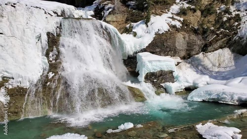 Rocky Waterfall in the Canadian Rocky Mountains. Wapta Falls in British Columbia. photo