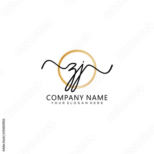 ZJ initial Handwriting logo vector template