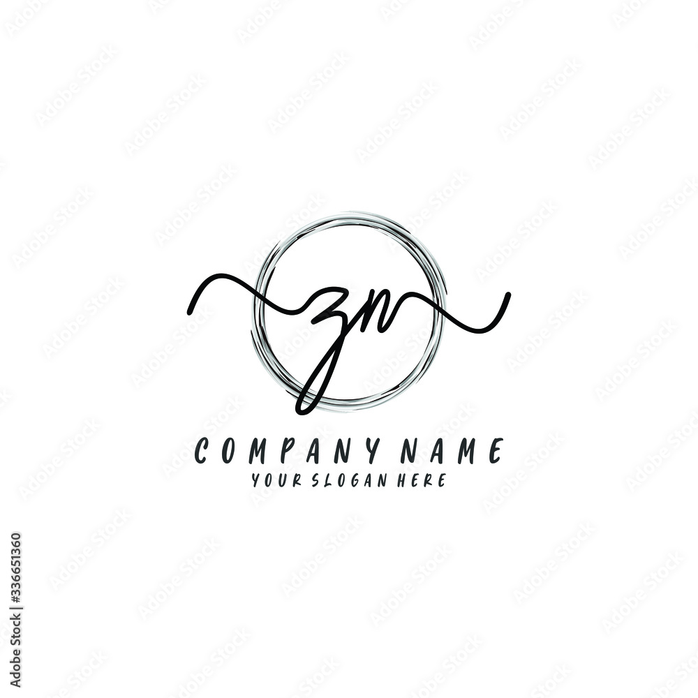 ZN initial Handwriting logo vector template ZN initial Handwriting logo vector template