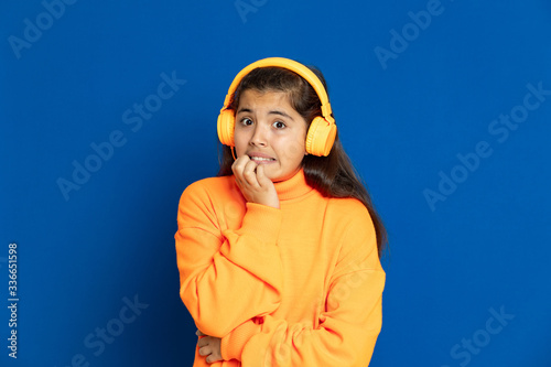 Preteen girl with yellow jersey