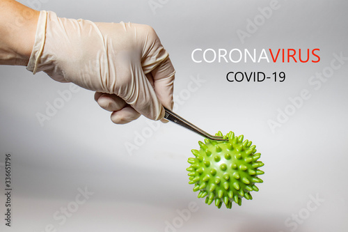 human hand holding a covid-19