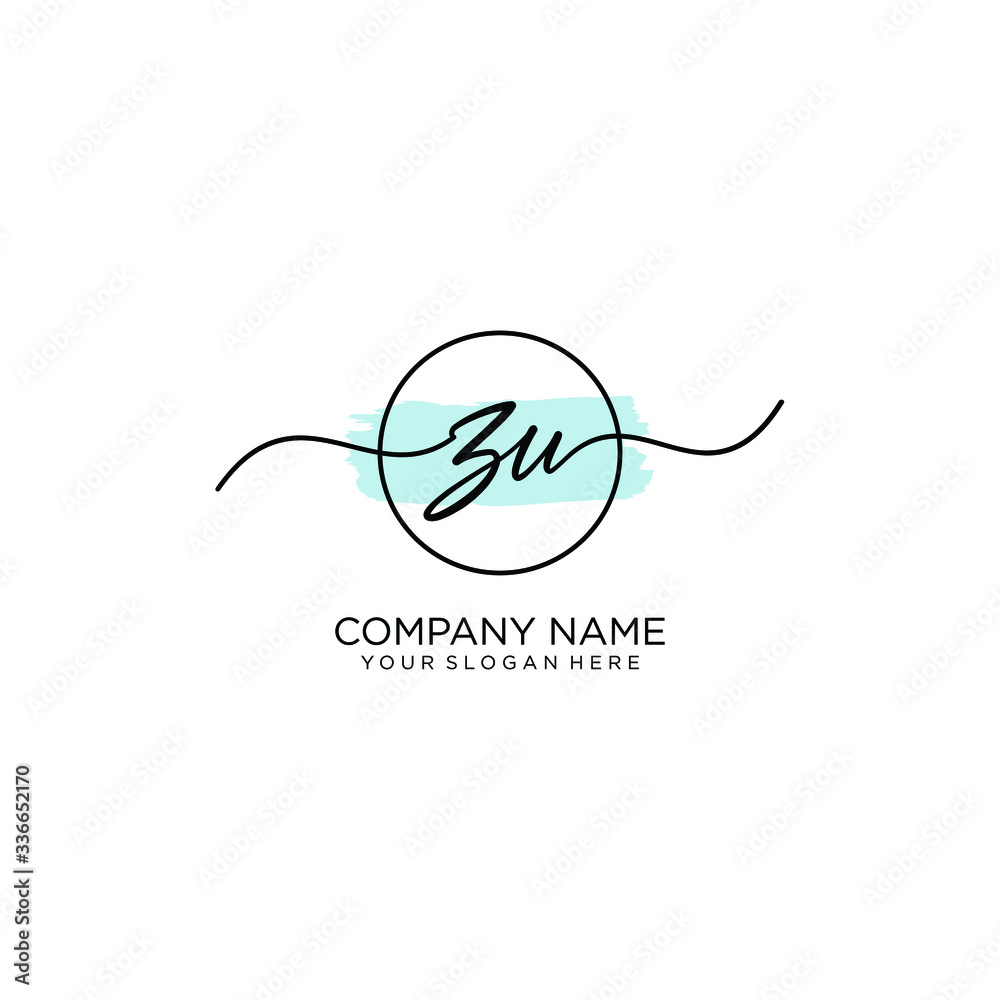 ZU initial Handwriting logo vector template ZU initial Handwriting logo vector template