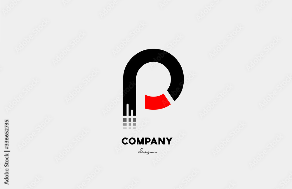 black red P alphabet letter logo icon design for business and company black red P alphabet letter logo icon design for business and company