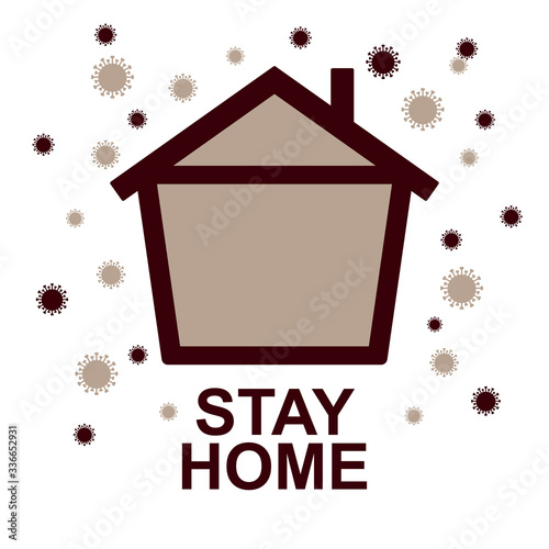 Stay home during the quarantine or self-isolation. Health care concept. Global viral epidemic or pandemic. Fears of getting coronavirus. Flat vector illustration