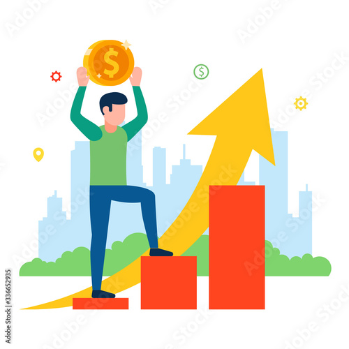 price increase for the consumer. population income schedule. flat vector illustration.