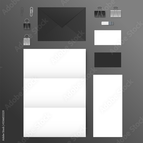 Realistic 3d Detailed Mockup Business Brand Set. Vector