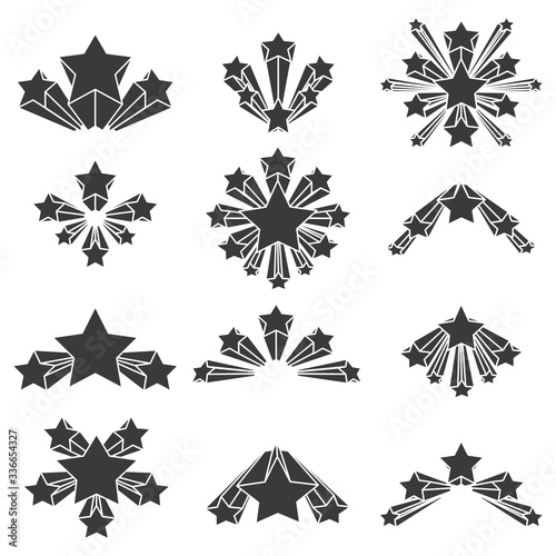 Silhouette stars explosion burst set vector illustration