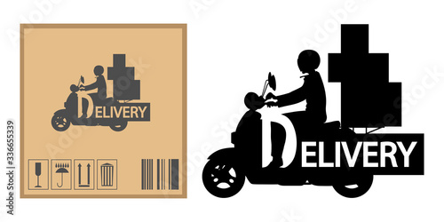 Moped scooter logo. Scooter and motorbike. Economical and ecological city transport. Moped for tourism. Electric moped logotype. Fast courier. Motorcycle driver courier. Bike scooter delivery.