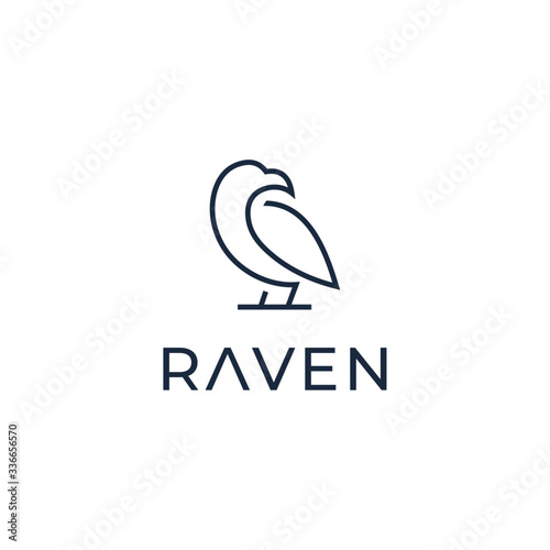 A crow logo that looks manly, authoritative, high-insight, sophisticated, strong vision.