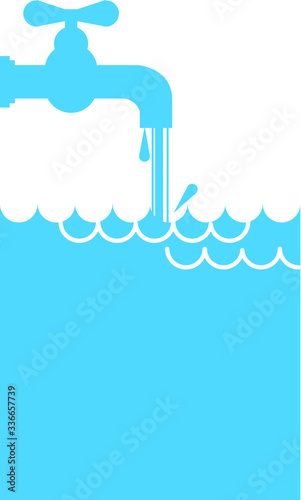 Wasteful water consumption reduction concept. The water tap is left open. Save the water save the earth.