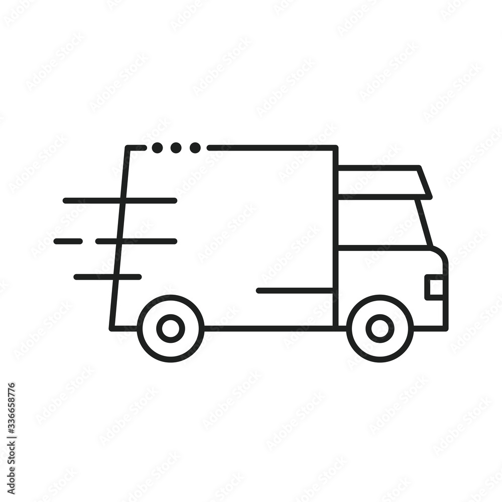 delivery van transportation line style icon vector illustration design