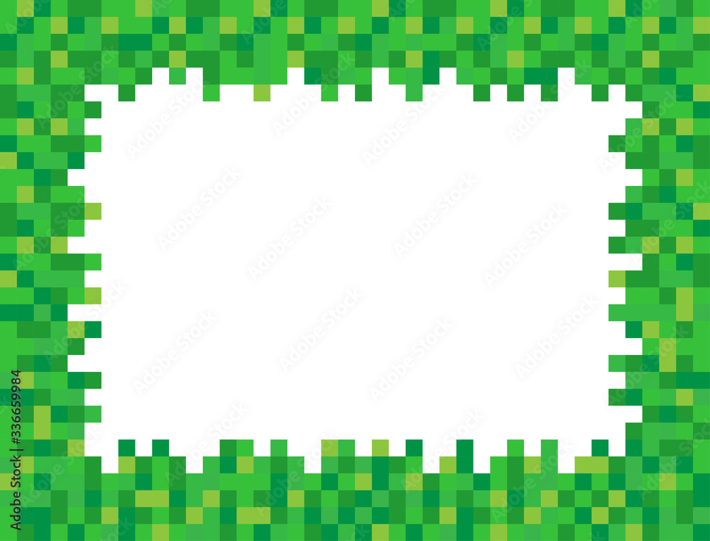 Abstract square pixel mosaic background illustration. Grass and ground wallpaper. Vector. Border. Frame. Background.