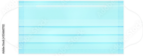 Medical surgical mask with ear straps. Realistic vector illustration. Procedure mask to cover mouth and nose to protect from virus and bacteria.