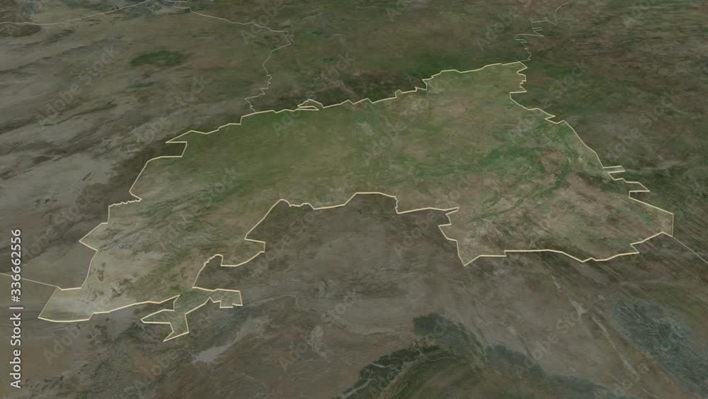 Khomas, region with its capital, zoomed and extruded on the satellite map of Namibia in the conformal Stereographic projection. Animation 3D Khomas, region with its capital, zoomed and extruded on the satellite map of Namibia in the conformal Stereographic projection. Animation 3D