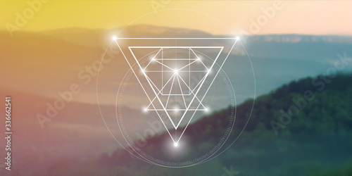 Sacred geometry web banner. Math, nature, and spirituality in nature. The formula of nature.