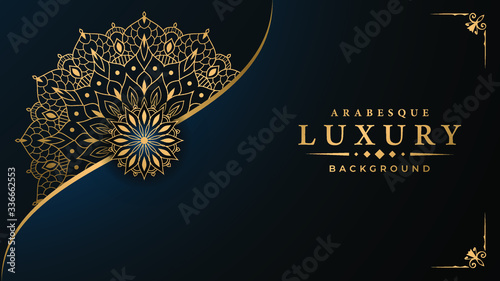 Luxury mandala background with golden arabesque pattern arabic islamic east style for Wedding card, book cover.