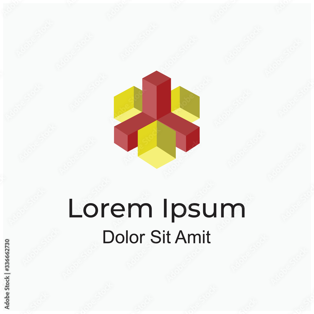 abstract isometric cube or hexagon sign logo concept for property company or architecture brand 