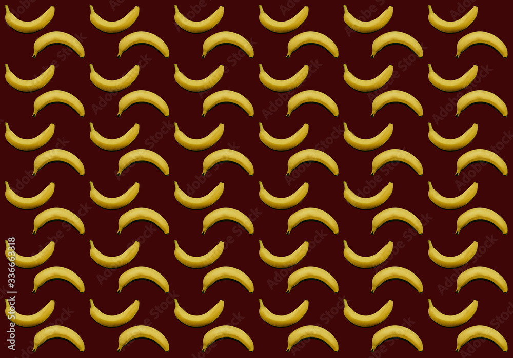 Banana pattern on red background Banana pattern on red background