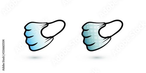 Medical mask icon vector. Mask drawn