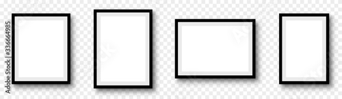 Photo frame. Picture frames set with shadow on transparent background