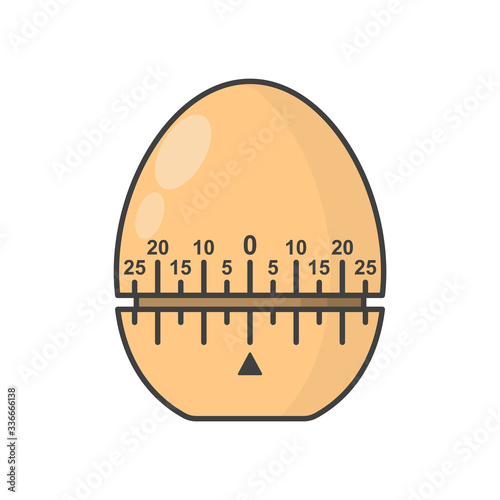 Egg shaped kitchen timer icon. Simple cartoon image. Isolated vector on a white background.