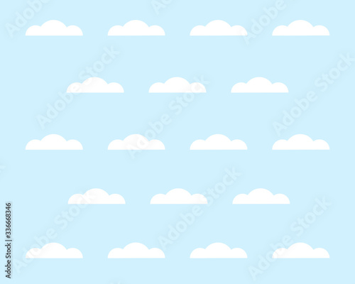 Background pattern of weather formed by half white clouds on blue background