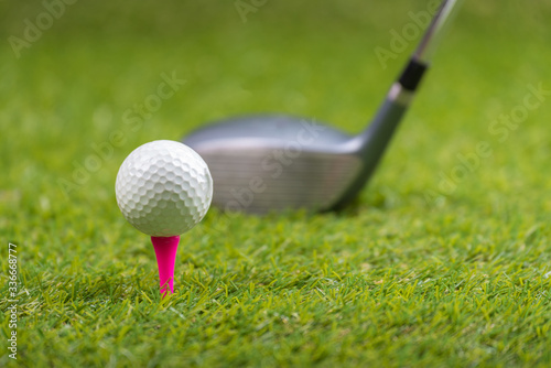 Shot of golf ball with golf club