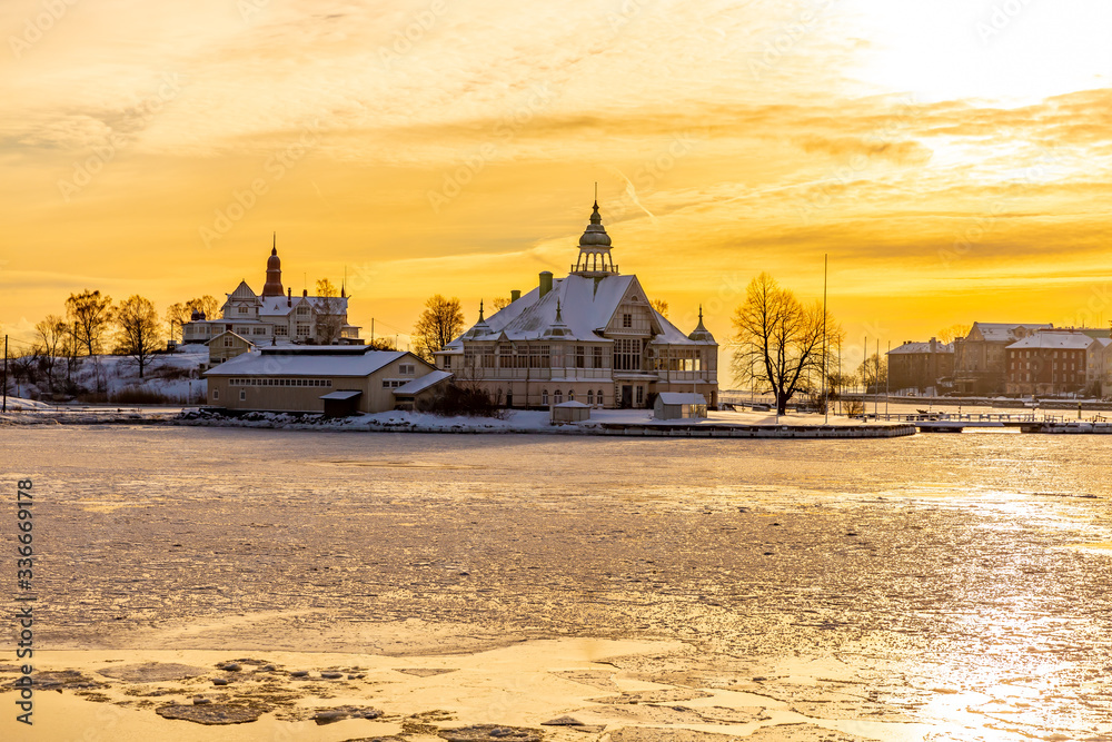 sunset view of Helsinki island, Finland