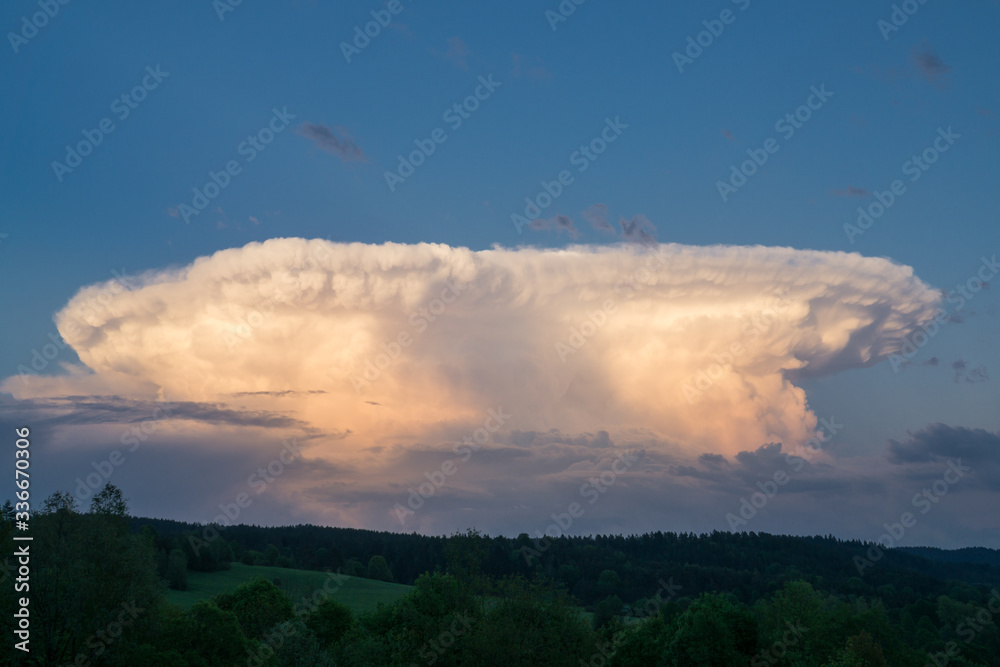 Cumulonimbus capillatus cloud with developed towering structure