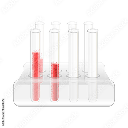 Laboratory medical equipment for analysis, health diagnostic. Realistic test-tubes with plasma. Vector EPS 10