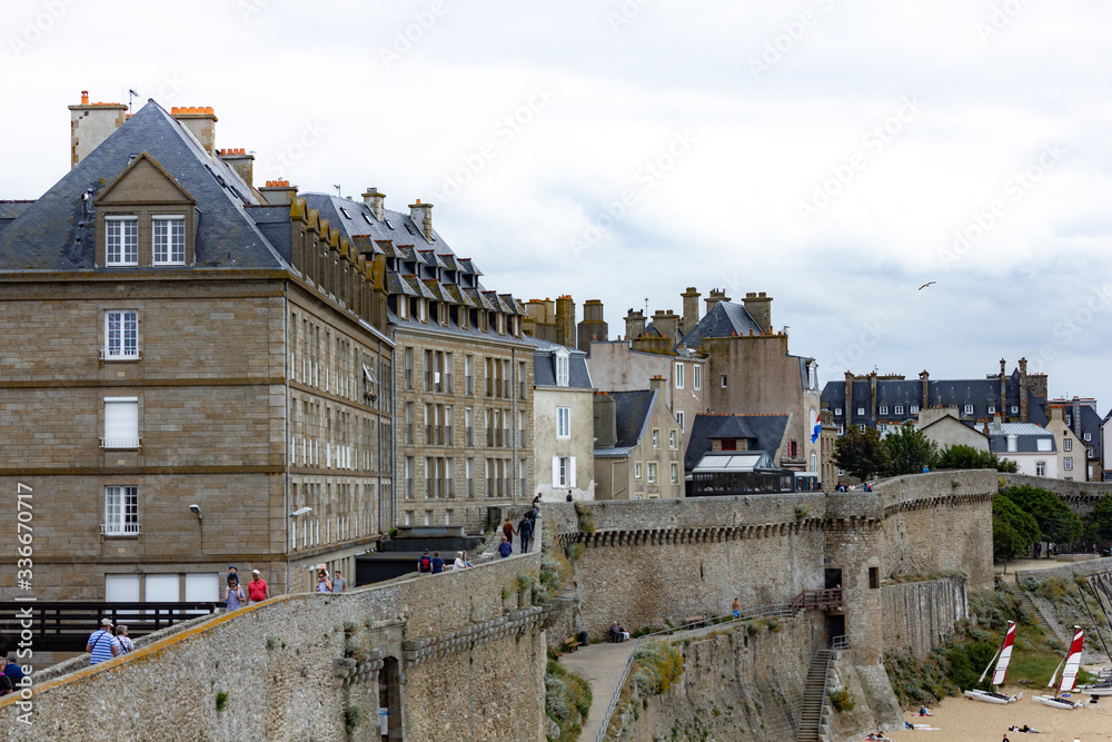Saint-Malo in the North of France with overcast sky