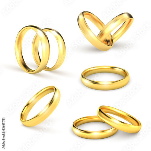 Gold wedding ring set, ceremony and anniversary jewellery