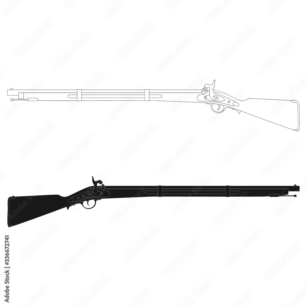 Vector monochrome icon with Antique Rifle
Vector monochrome icon with Antique Rifle