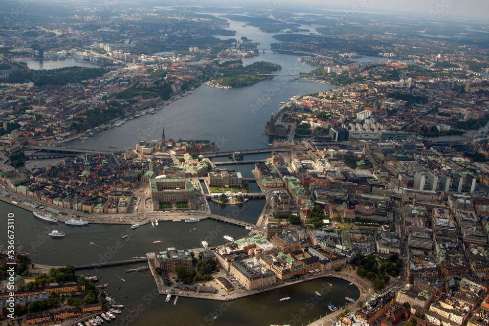 
Stockholm city center and old district from a helicopter window
