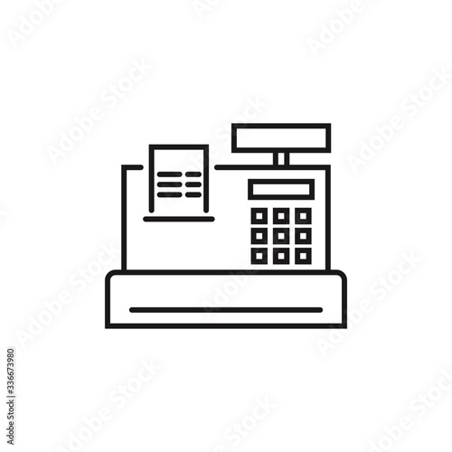 Cash register line icon. Vector